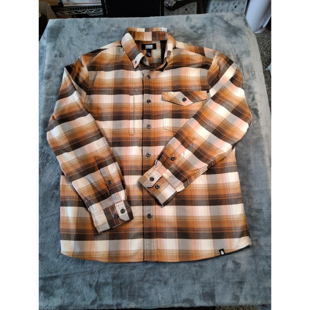 Alaskan Hardgear Duluth Trading Co Plaid Flannel Shirt Mens Large Brown Standard